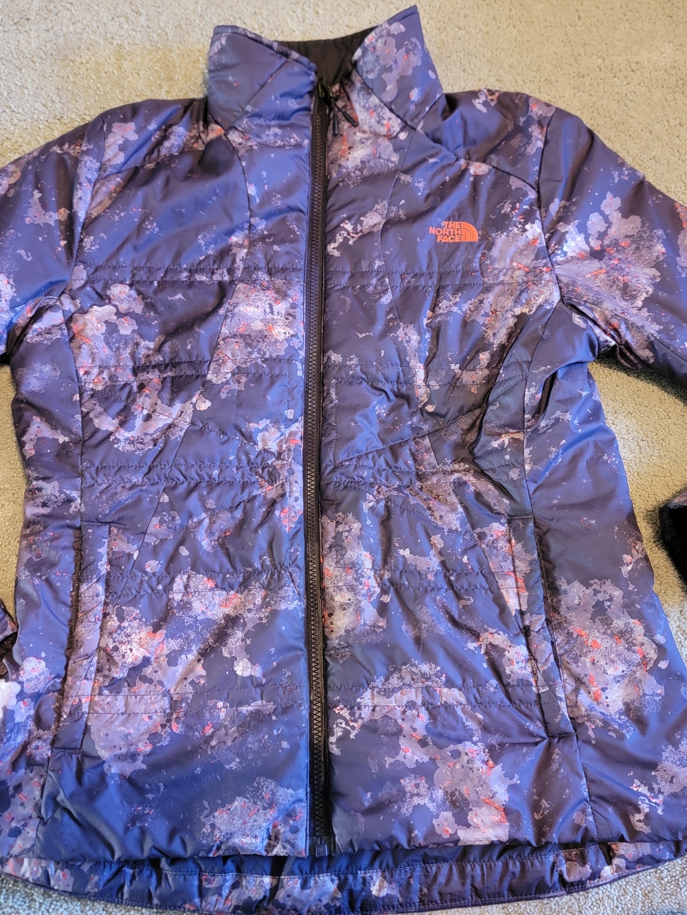 The North Face Purple Marble Quilted Puffer Jacket